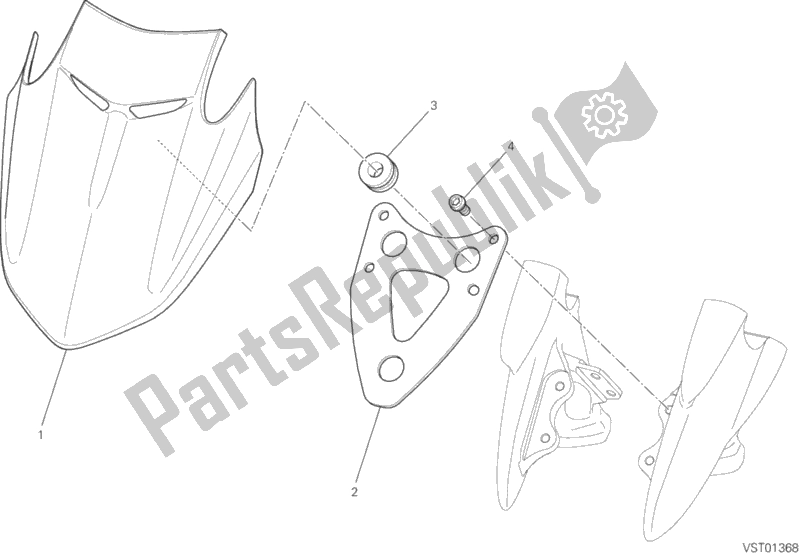 Tutte le parti per il Parabrezza del Ducati Diavel Carbon FL USA 1200 2018